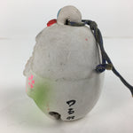 Japanese Clay Bell Dorei Vtg Ceramic Doll Amulet Kimono Girl White DR359