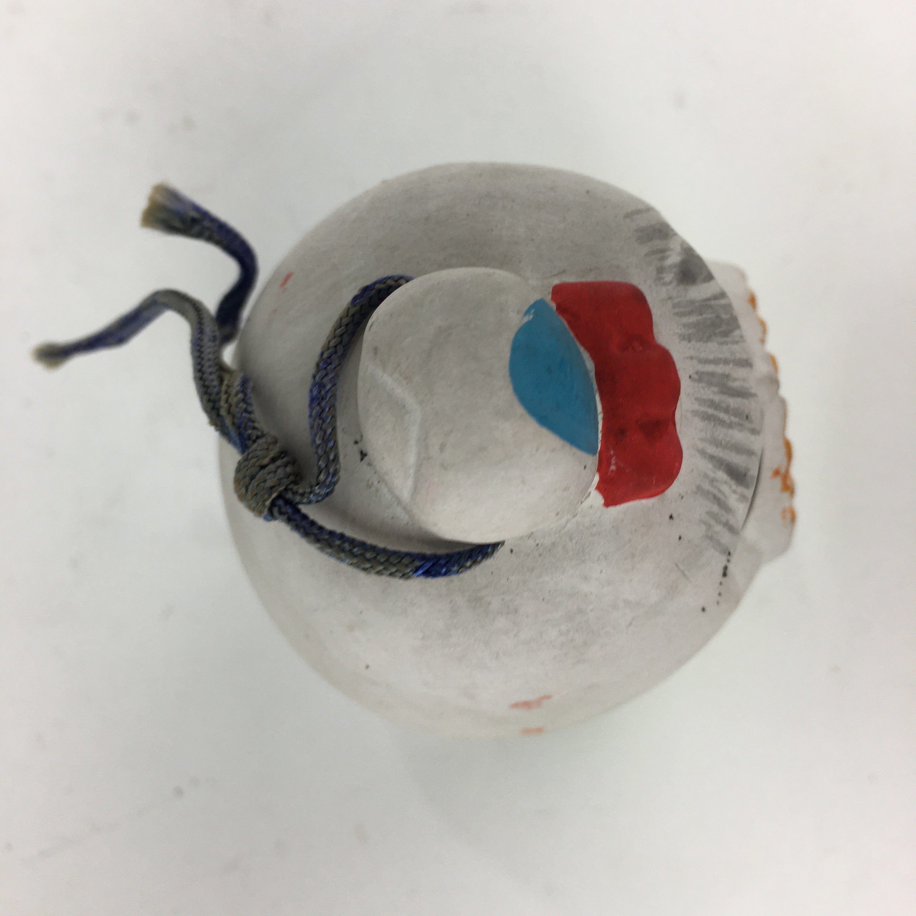 Japanese Clay Bell Dorei Vtg Ceramic Doll Amulet Kimono Girl White DR359