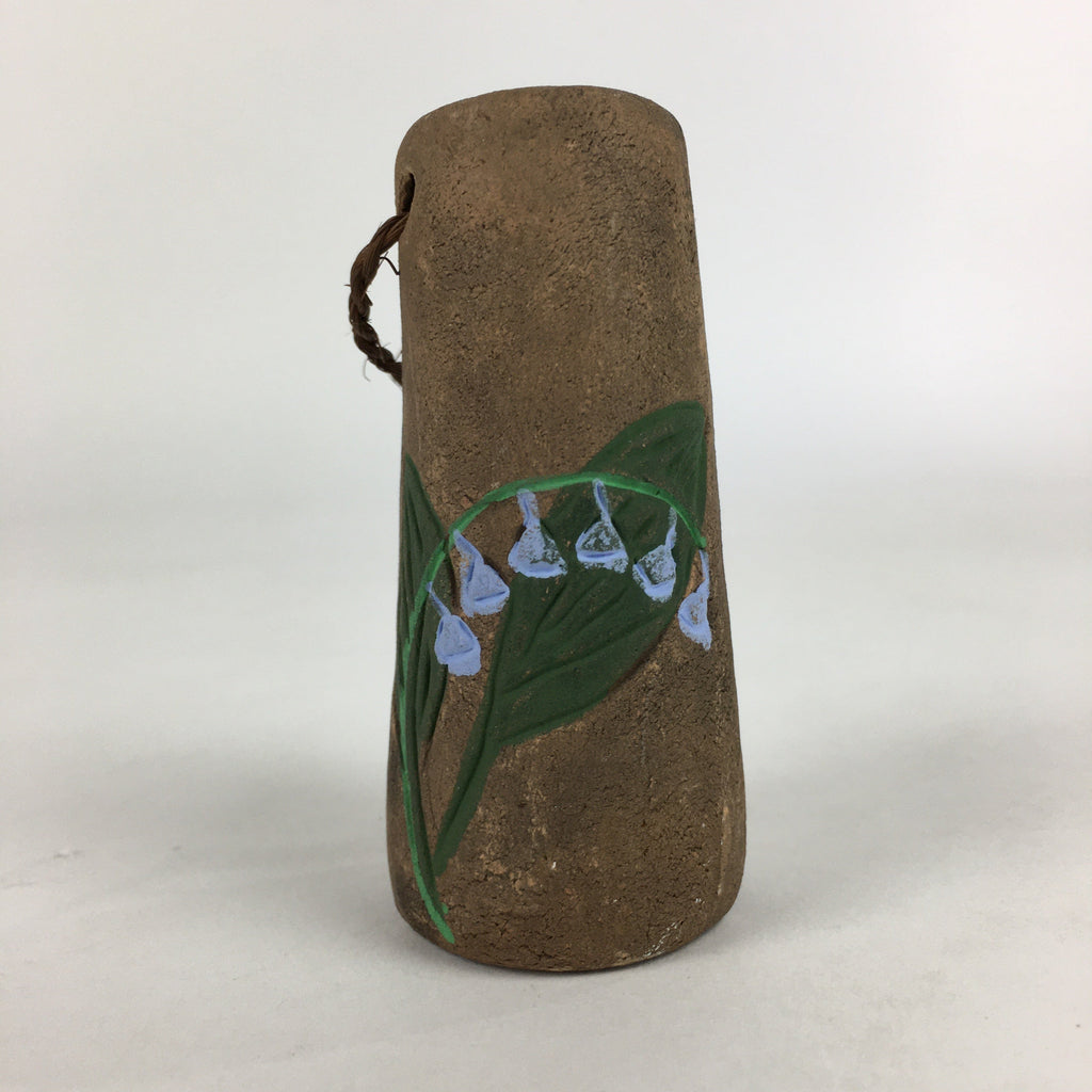 Japanese Clay Bell Dorei Vtg Ceramic Doll Amulet Lily Valley Brown DR382