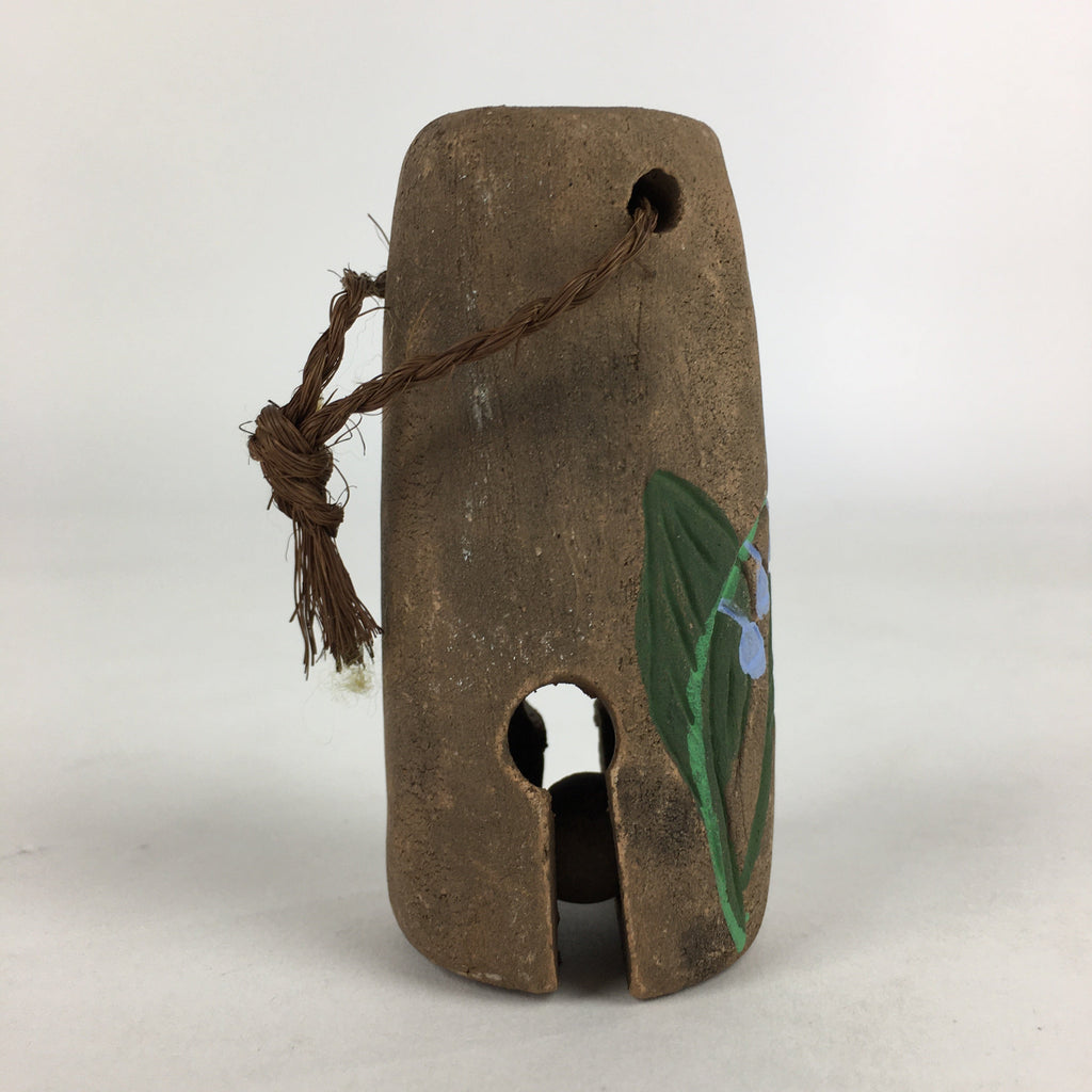Japanese Clay Bell Dorei Vtg Ceramic Doll Amulet Lily Valley Brown DR382