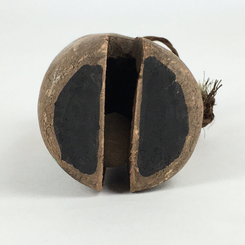 Japanese Clay Bell Dorei Vtg Ceramic Doll Amulet Lily Valley Brown DR382