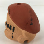 Japanese Clay Bell Dorei Vtg Ceramic Doll Amulet Okina Old Man Brown DR360