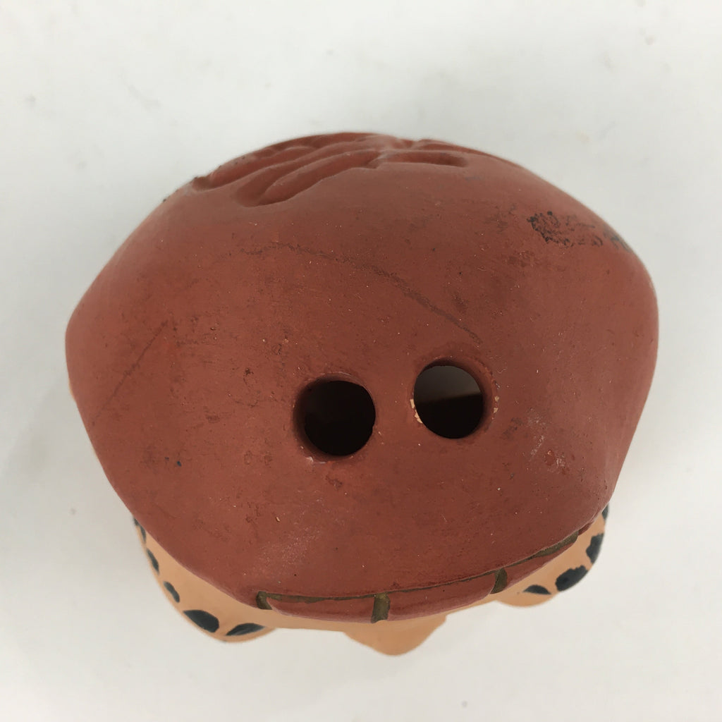 Japanese Clay Bell Dorei Vtg Ceramic Doll Amulet Okina Old Man Brown DR360