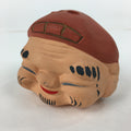 Japanese Clay Bell Dorei Vtg Ceramic Doll Amulet Okina Old Man Brown DR360