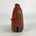 Japanese Clay Bell Dorei Vtg Ceramic Doll Amulet Poetry Brown DR389