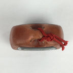 Japanese Clay Bell Dorei Vtg Ceramic Doll Amulet Poetry Brown DR389