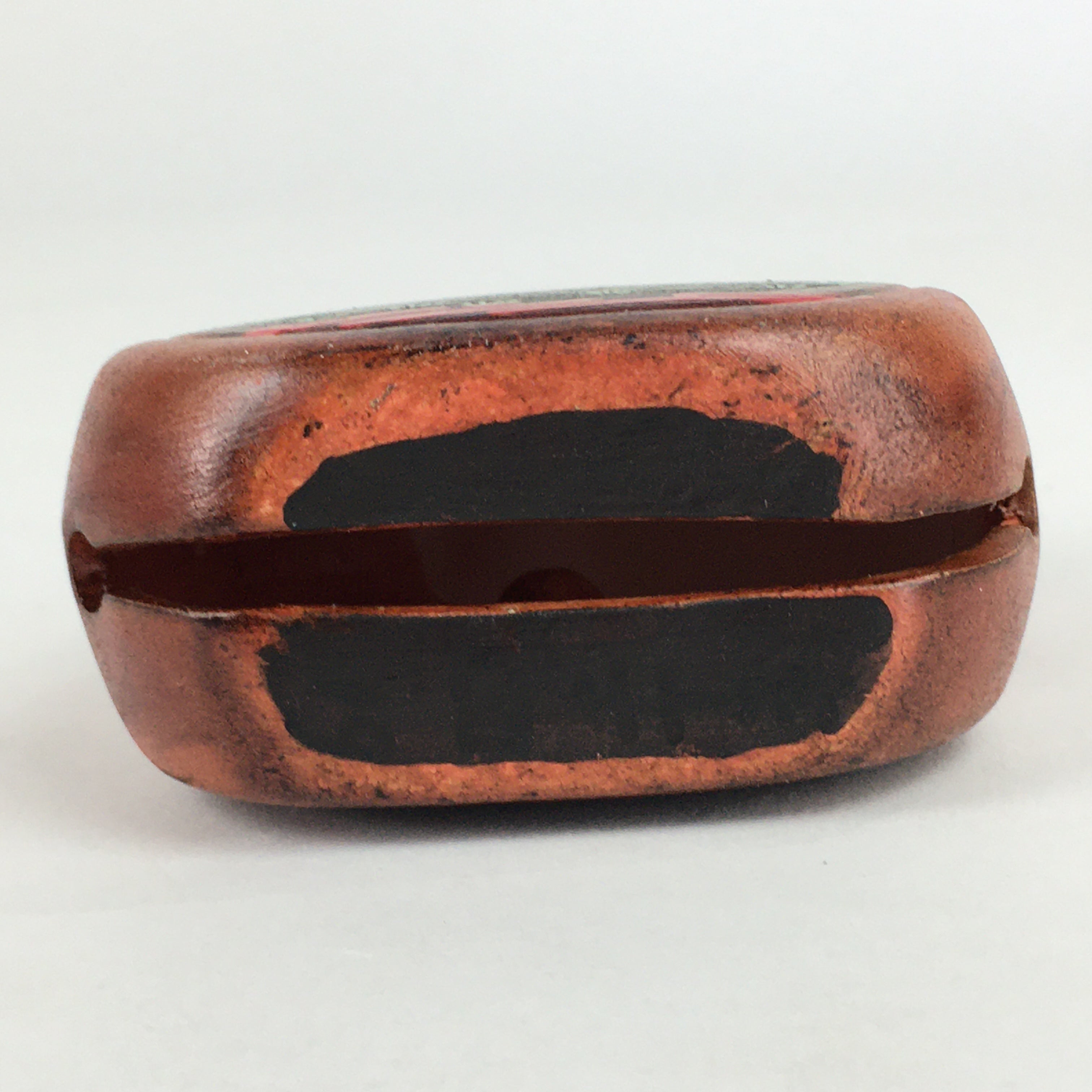 Japanese Clay Bell Dorei Vtg Ceramic Doll Amulet Poetry Brown DR389
