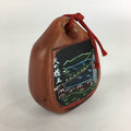 Japanese Clay Bell Dorei Vtg Ceramic Doll Amulet Poetry Brown DR389
