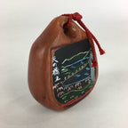 Japanese Clay Bell Dorei Vtg Ceramic Doll Amulet Poetry Brown DR389