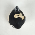 Japanese Clay Bell Dorei Vtg Ceramic Doll Amulet Puffer Fish Black DR386