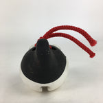 Japanese Clay Bell Dorei Vtg Ceramic Doll Amulet Puffer fish Black DR403
