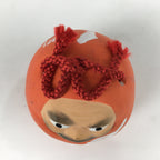 Japanese Clay Bell Dorei Vtg Ceramic Doll Amulet Red Daruma Kanji DR337