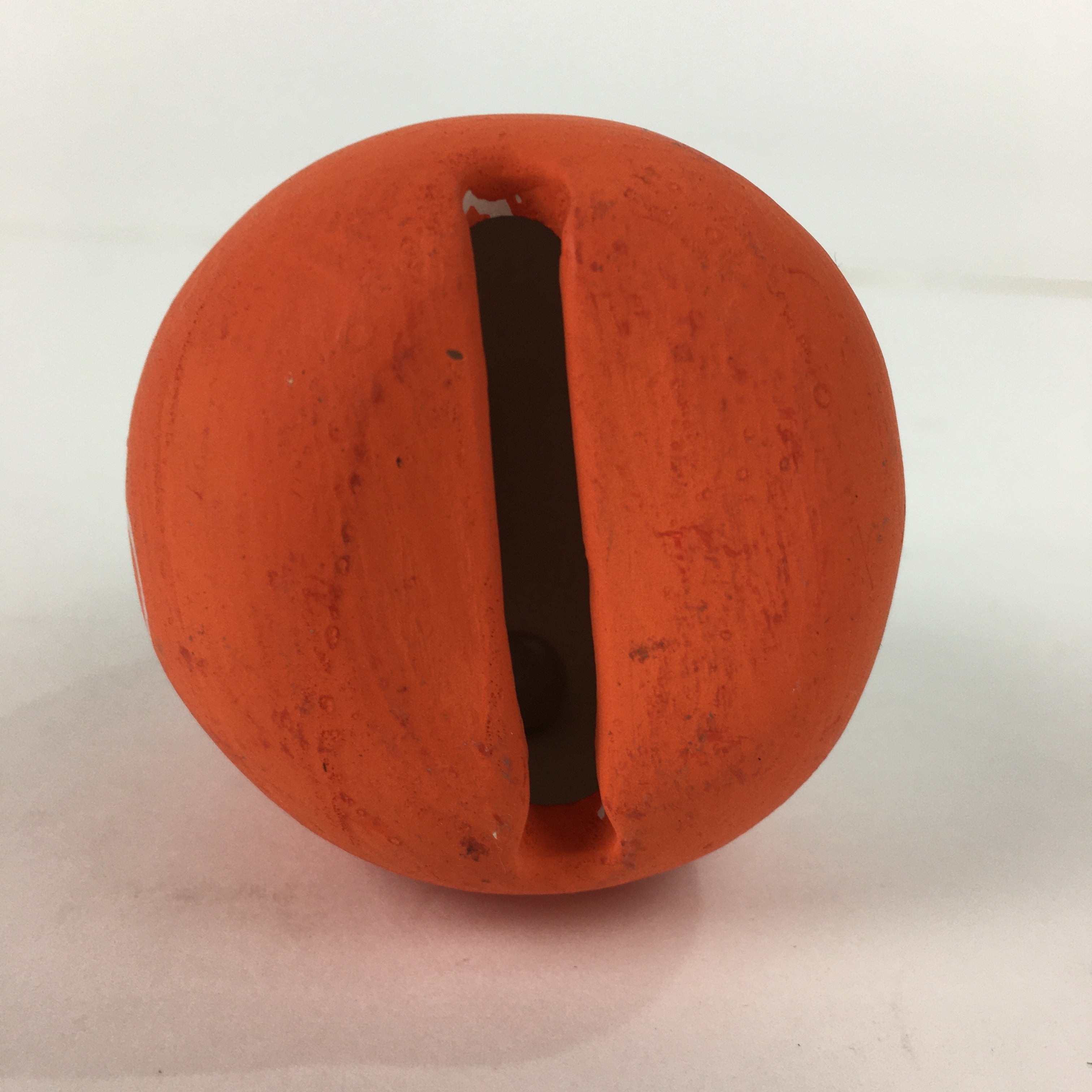Japanese Clay Bell Dorei Vtg Ceramic Doll Amulet Red Daruma Kanji DR337