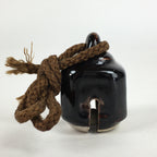 Japanese Clay Bell Dorei Vtg Ceramic Doll Amulet Square Brown DR388