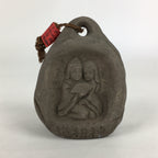 Japanese Clay Bell Dorei Vtg Ceramic Doll Amulet Stone Statue Man Woman DR396