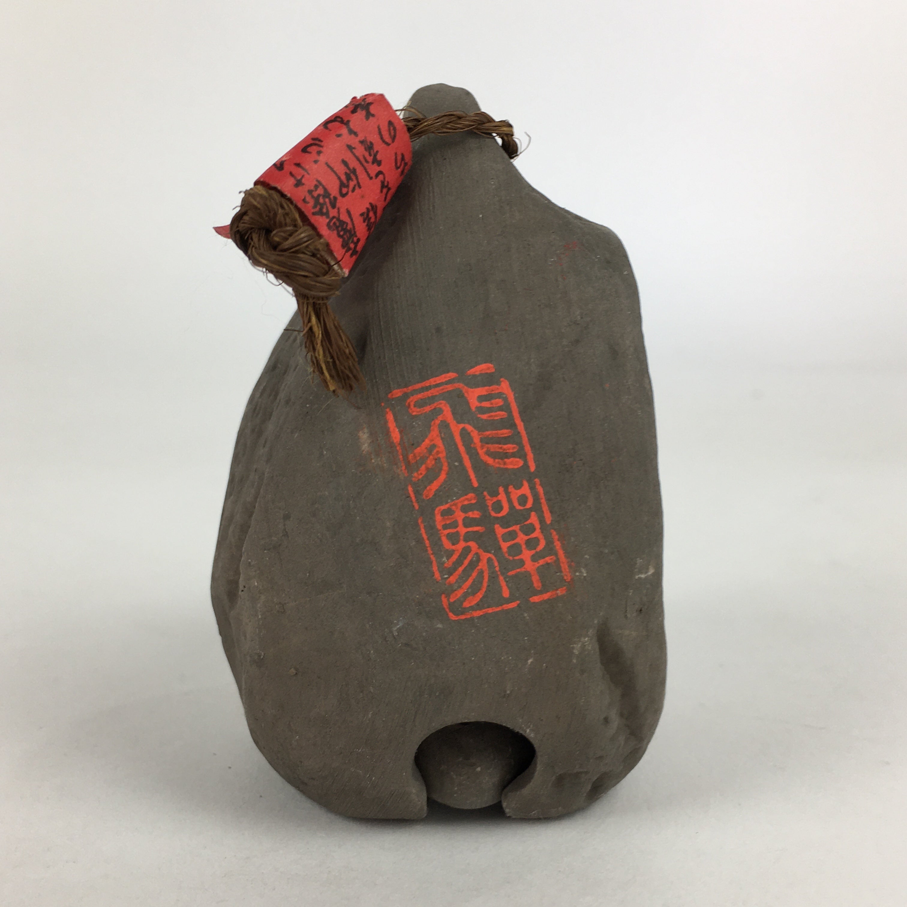 Japanese Clay Bell Dorei Vtg Ceramic Doll Amulet Stone Statue Man Woman DR396
