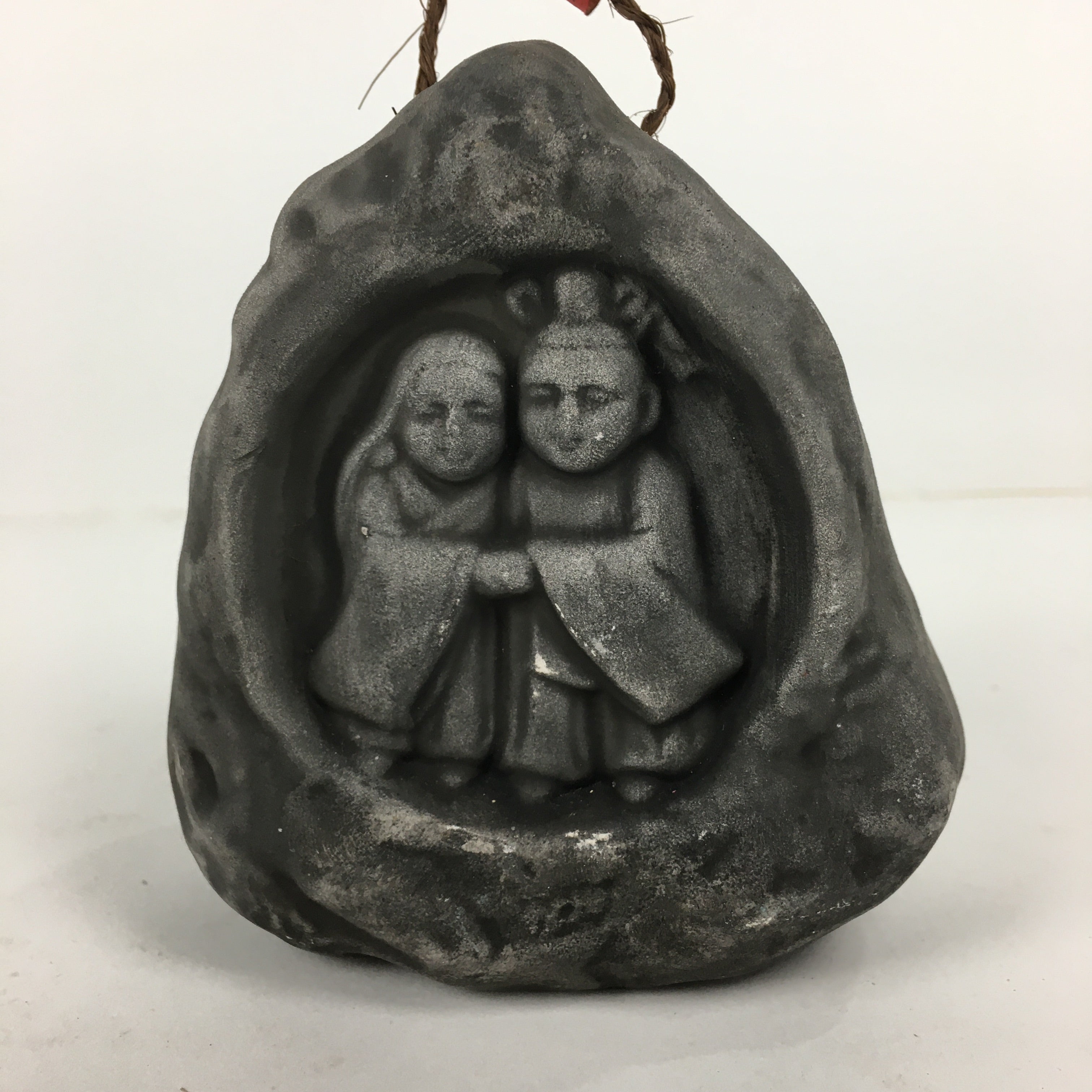 Japanese Clay Bell Dorei Vtg Ceramic Doll Amulet Stone Statues Man Woman DR334