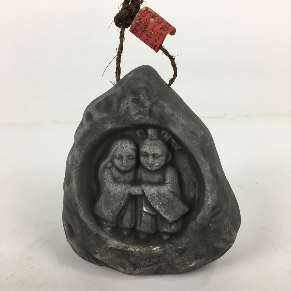 Japanese Clay Bell Dorei Vtg Ceramic Doll Amulet Stone Statues Man Woman DR334