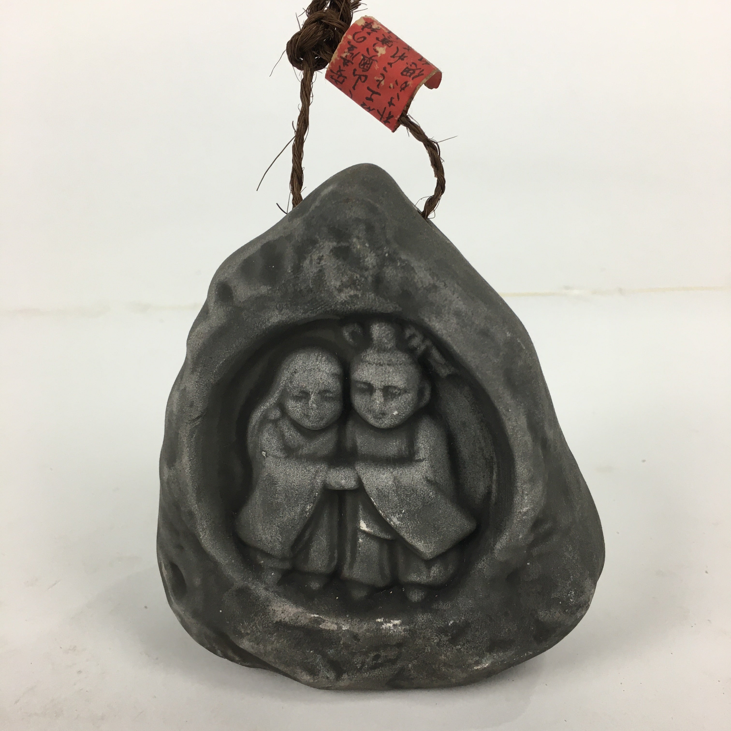 Japanese Clay Bell Dorei Vtg Ceramic Doll Amulet Stone Statues Man Woman DR334