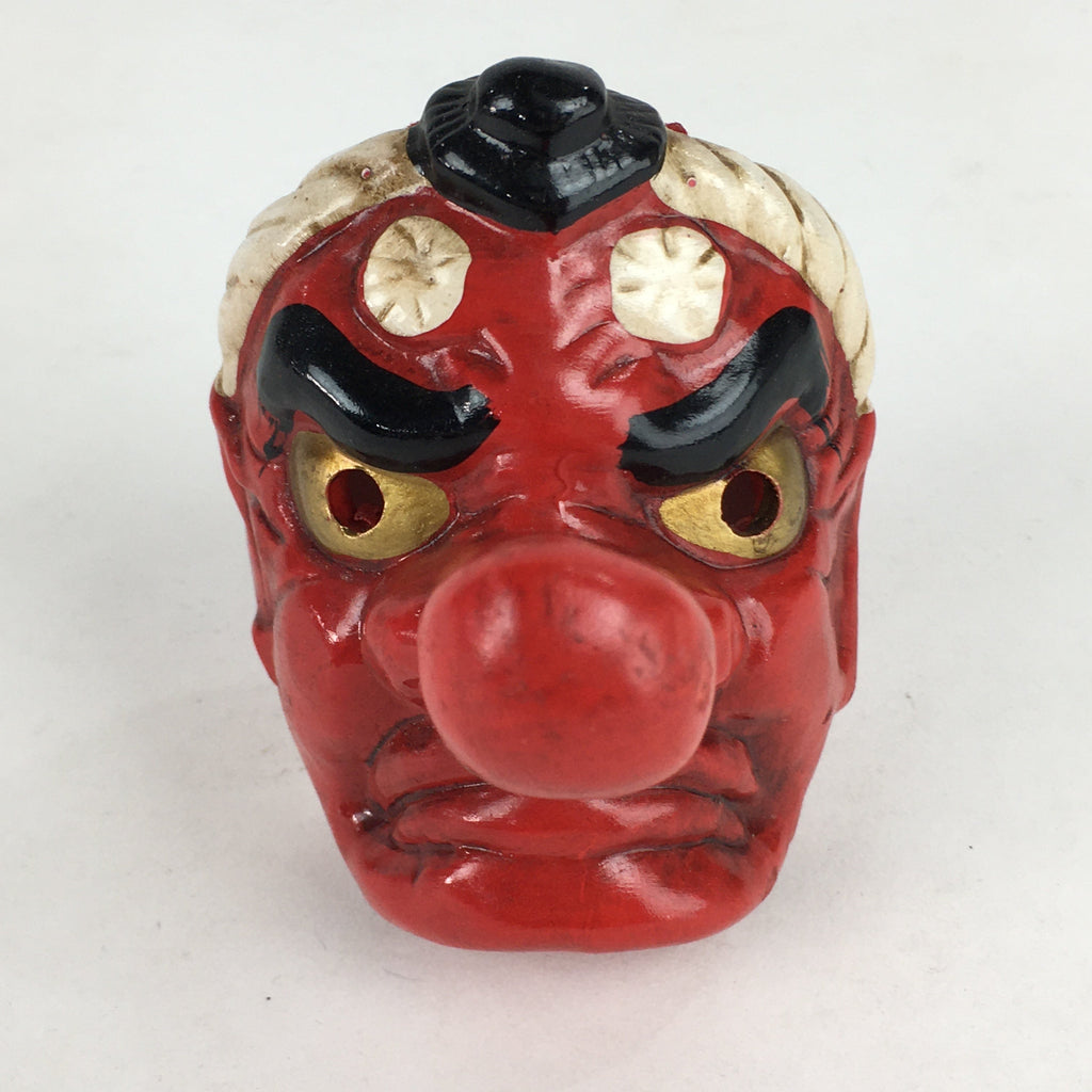 Japanese Clay Bell Dorei Vtg Ceramic Doll Amulet Tengu Long‐nosed Goblin DR378