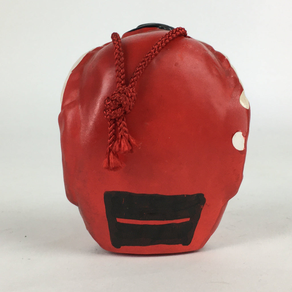 Japanese Clay Bell Dorei Vtg Ceramic Doll Amulet Tengu Long‐nosed Goblin DR378