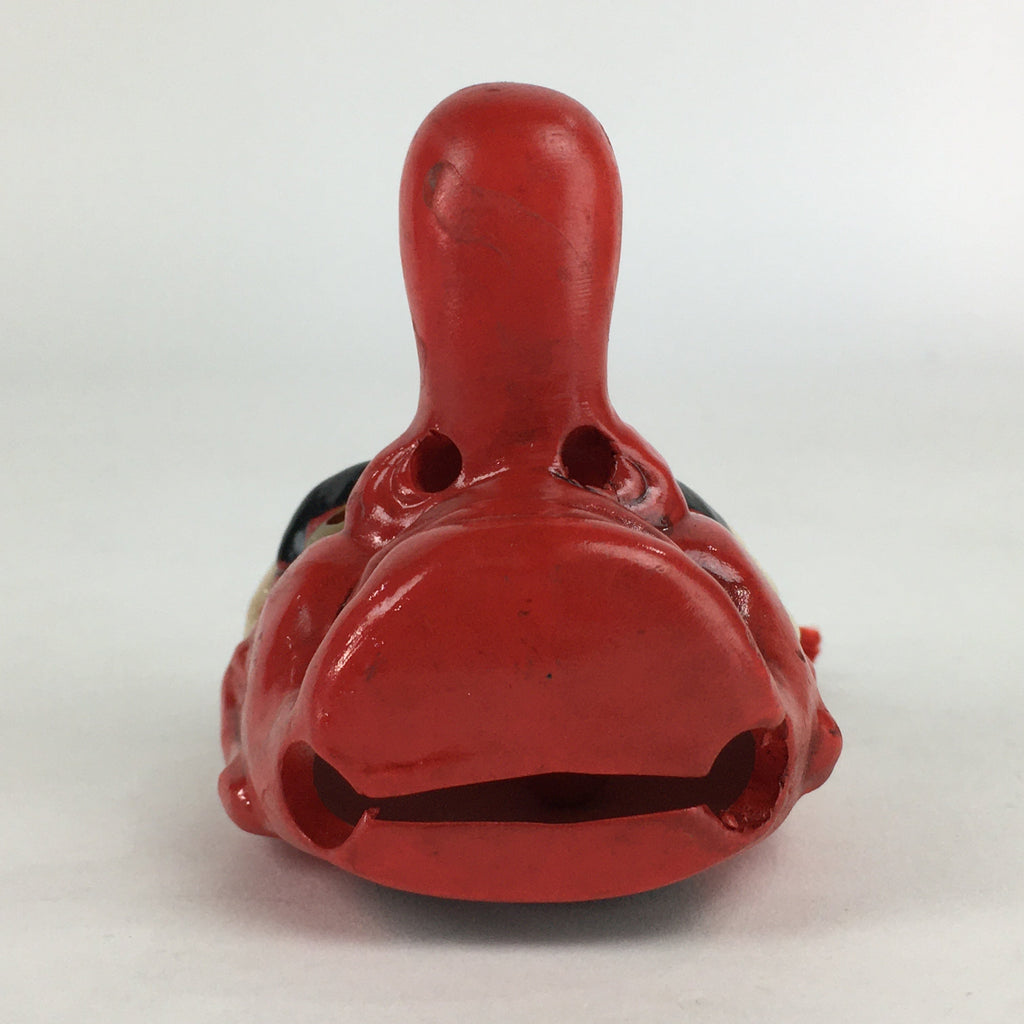Japanese Clay Bell Dorei Vtg Ceramic Doll Amulet Tengu Long‐nosed Goblin DR378