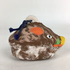 Japanese Clay Bell Dorei Vtg Ceramic Doll Amulet Zodiac Boar Brown DR374