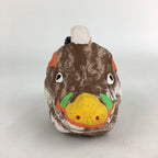 Japanese Clay Bell Dorei Vtg Ceramic Doll Amulet Zodiac Boar Brown DR374