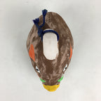 Japanese Clay Bell Dorei Vtg Ceramic Doll Amulet Zodiac Boar Brown DR374