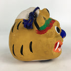 Japanese Clay Bell Dorei Vtg Ceramic Doll Amulet Zodiac Tiger Yellow DR372