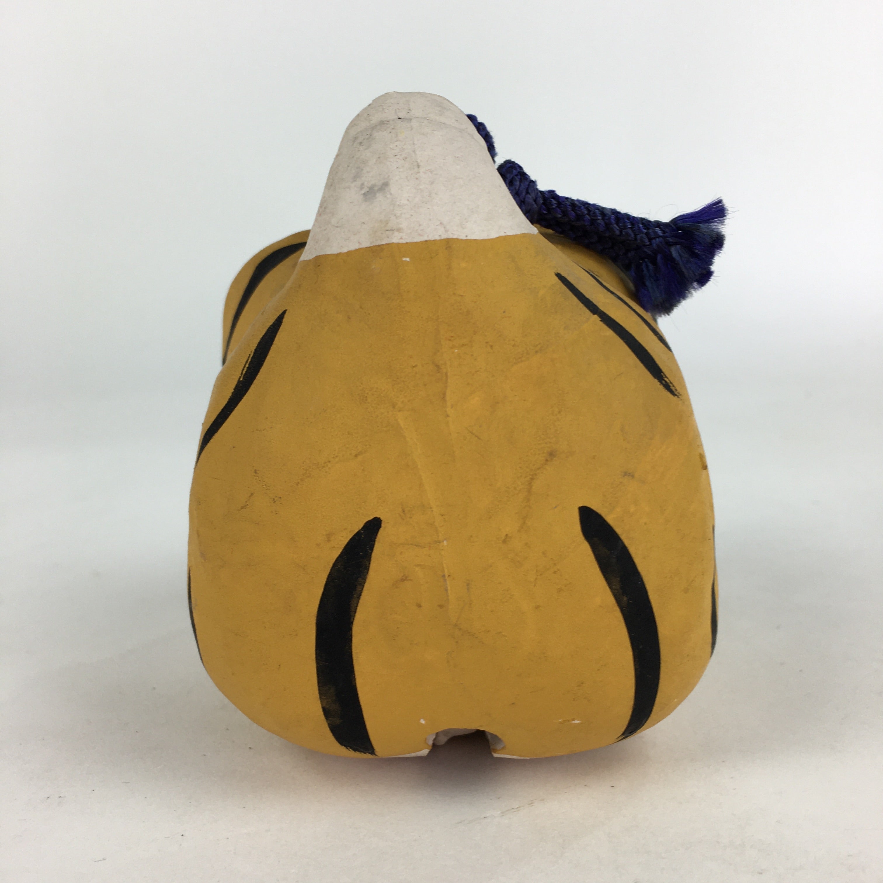 Japanese Clay Bell Dorei Vtg Ceramic Doll Amulet Zodiac Tiger Yellow DR372