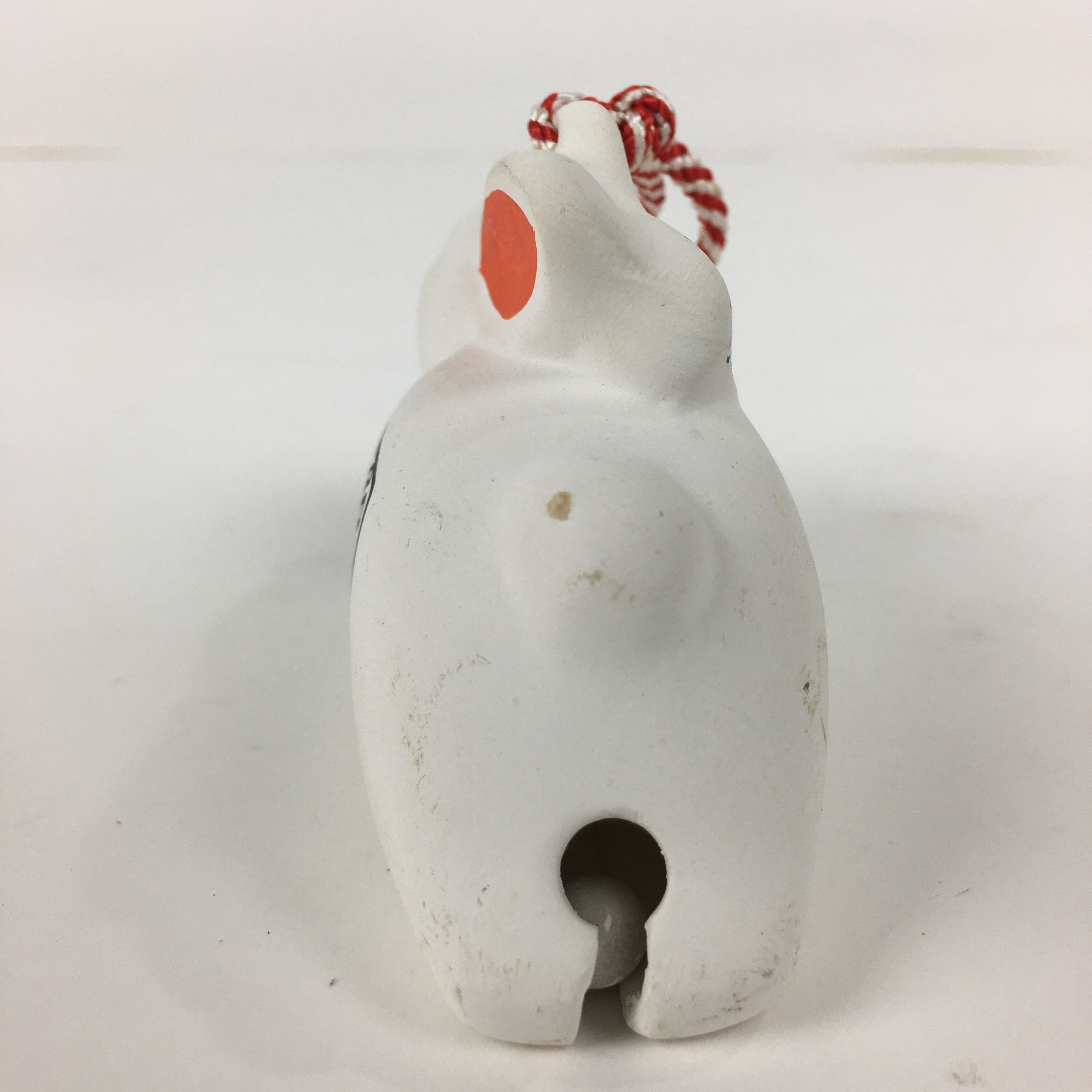 Japanese Clay Bell Dorei Vtg Ceramic Doll Amulet Zodiac White Rabbit DR341