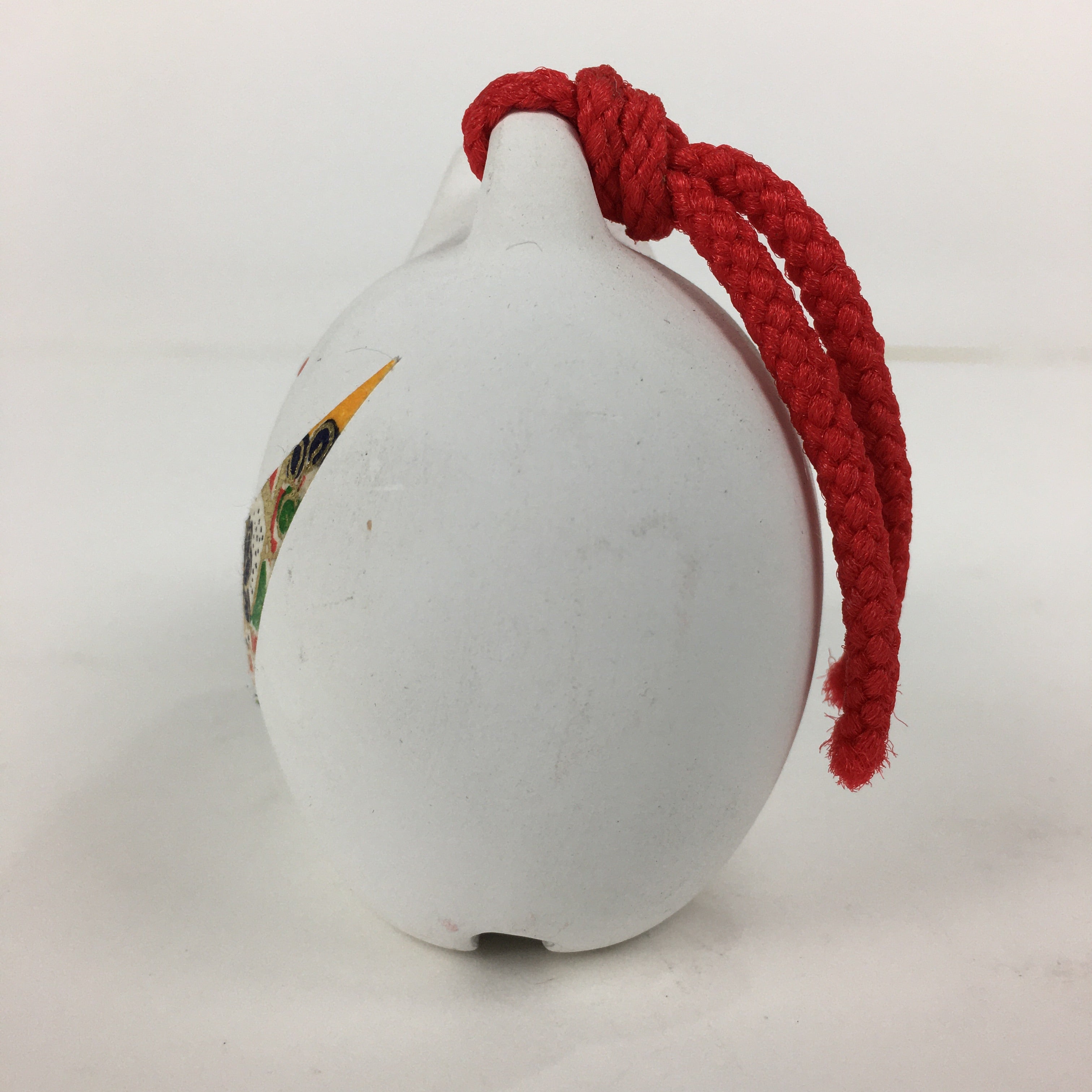 Japanese Clay Bell Dorei Vtg Ceramic Doll Amulet Zodiac White Rat DR339