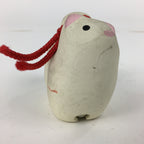 Japanese Clay Bell Dorei Vtg Ceramic Doll Amulet Zodiac White Rat DR365