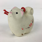 Japanese Clay Bell Dorei Vtg Ceramic Doll Amulet Zodiac White Rat DR365