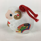 Japanese Clay Bell Dorei Vtg Ceramic Doll Amulet Zodiac White Sheep DR351