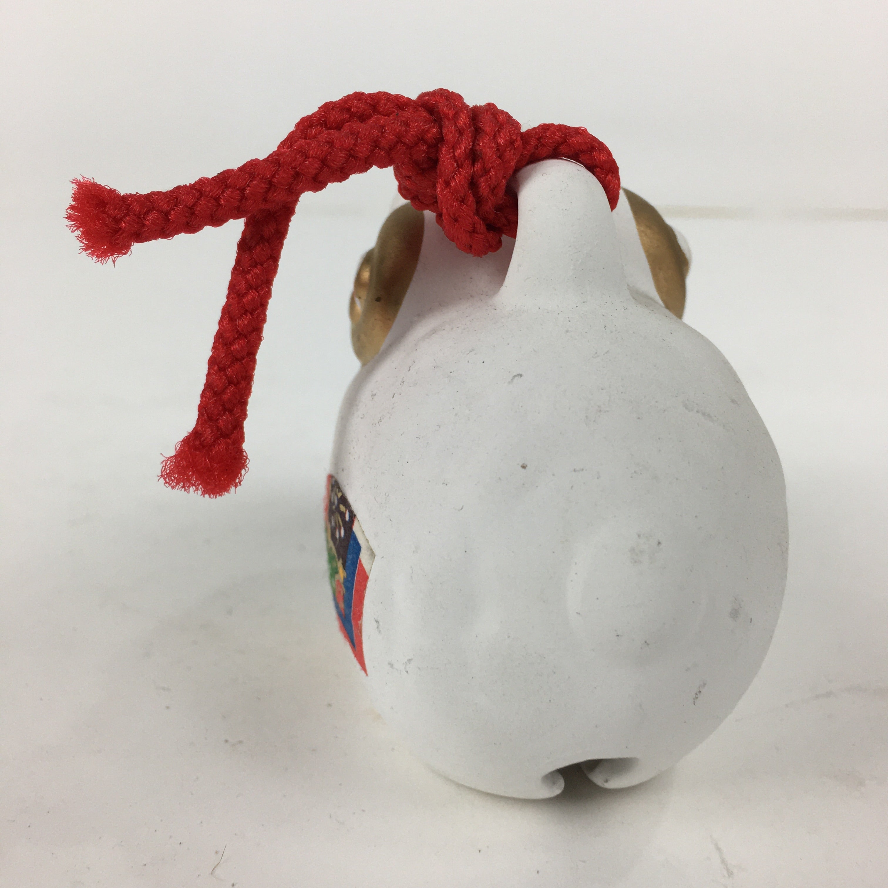Japanese Clay Bell Dorei Vtg Ceramic Doll Amulet Zodiac White Sheep DR351