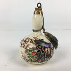 Japanese Clay Bell Dorei Vtg Ceramic Doll Rickshaw Flower Gourd Hyotan DR368