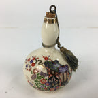 Japanese Clay Bell Dorei Vtg Ceramic Doll Rickshaw Flower Gourd Hyotan DR368