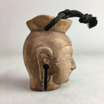 Japanese Clay Bell Vtg Ceramic Dorei Doll Figurine Brown Buddha Head DR289