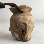 Japanese Clay Bell Vtg Ceramic Dorei Doll Figurine Brown Buddha Head DR289