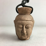 Japanese Clay Bell Vtg Ceramic Dorei Doll Figurine Brown Buddha Head DR289