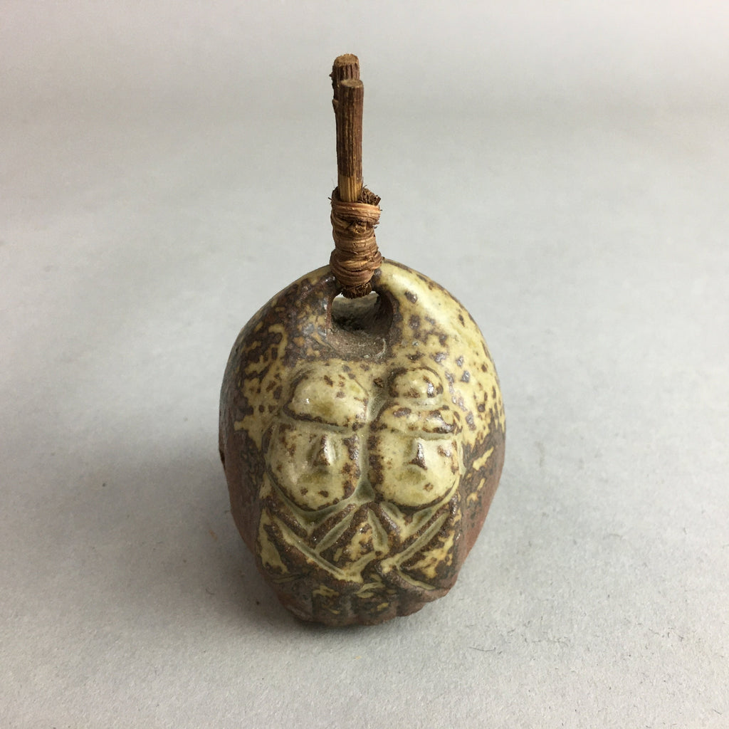 Japanese Clay Bell Vtg Ceramic Dorei Doll Figurine Brown Natural Ash Glaze DR291