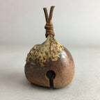 Japanese Clay Bell Vtg Ceramic Dorei Doll Figurine Brown Natural Ash Glaze DR291