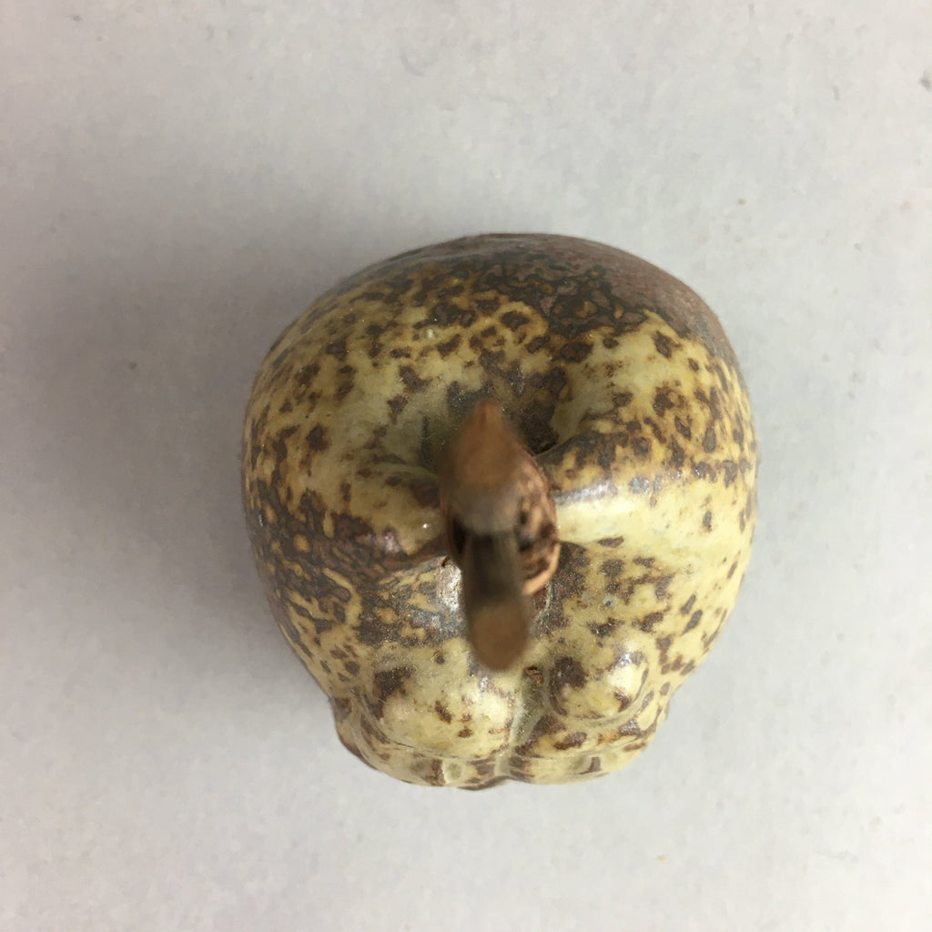 Japanese Clay Bell Vtg Ceramic Dorei Doll Figurine Brown Natural Ash Glaze DR291