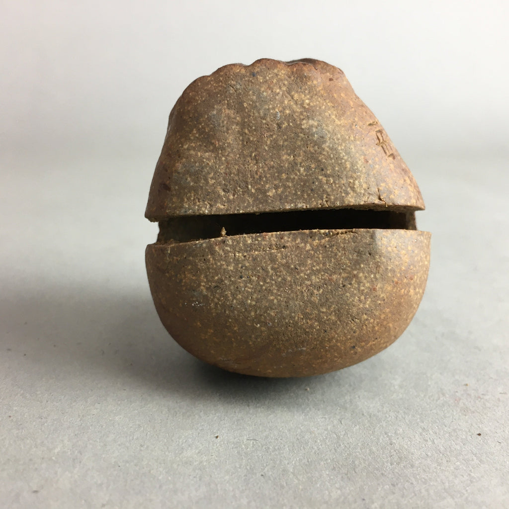 Japanese Clay Bell Vtg Ceramic Dorei Doll Figurine Brown Natural Ash Glaze DR291