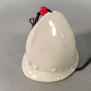 Japanese Clay Bell Vtg Ceramic White Hat Wind Chime DR330