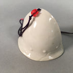 Japanese Clay Bell Vtg Ceramic White Hat Wind Chime DR330