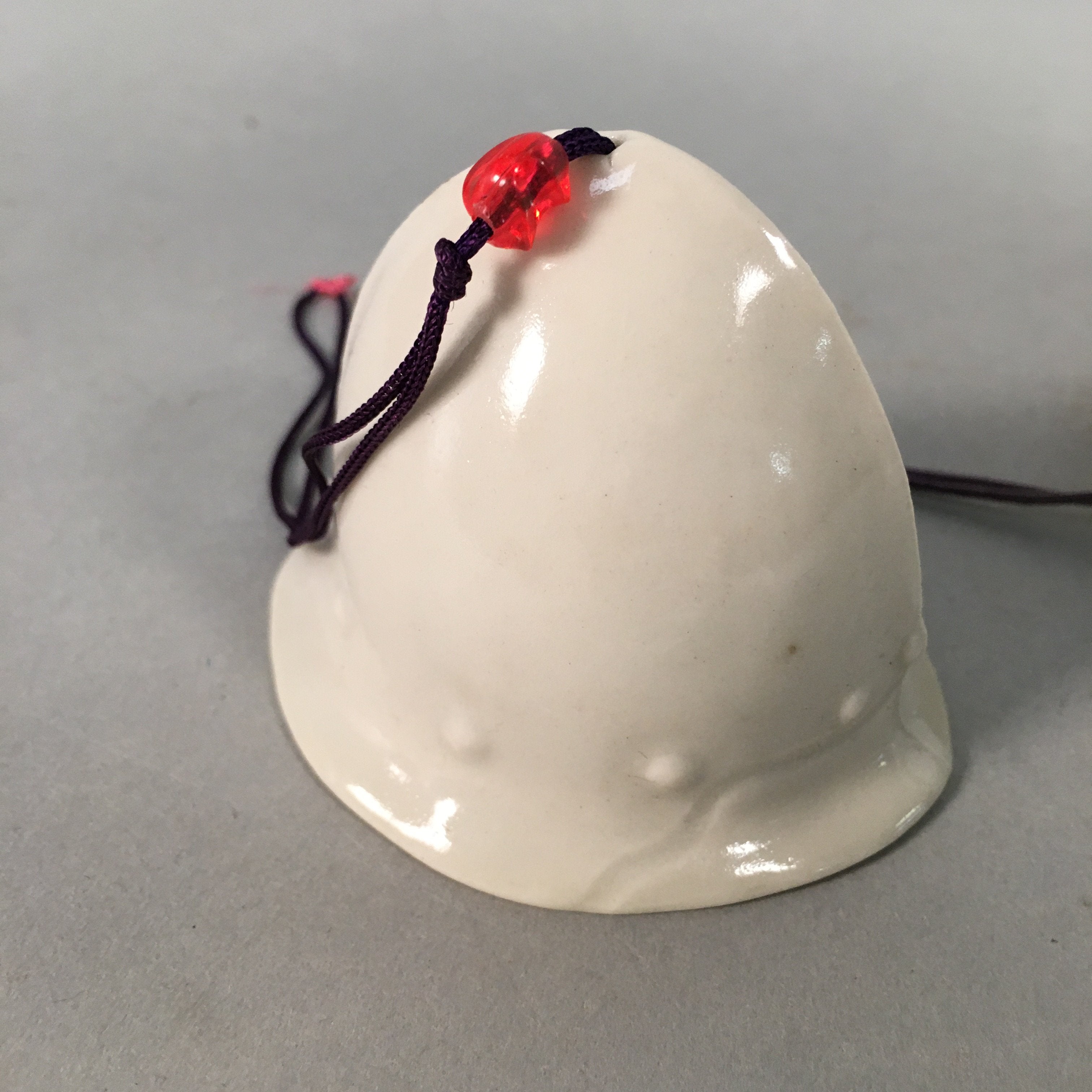 Japanese Clay Bell Vtg Ceramic White Hat Wind Chime DR330