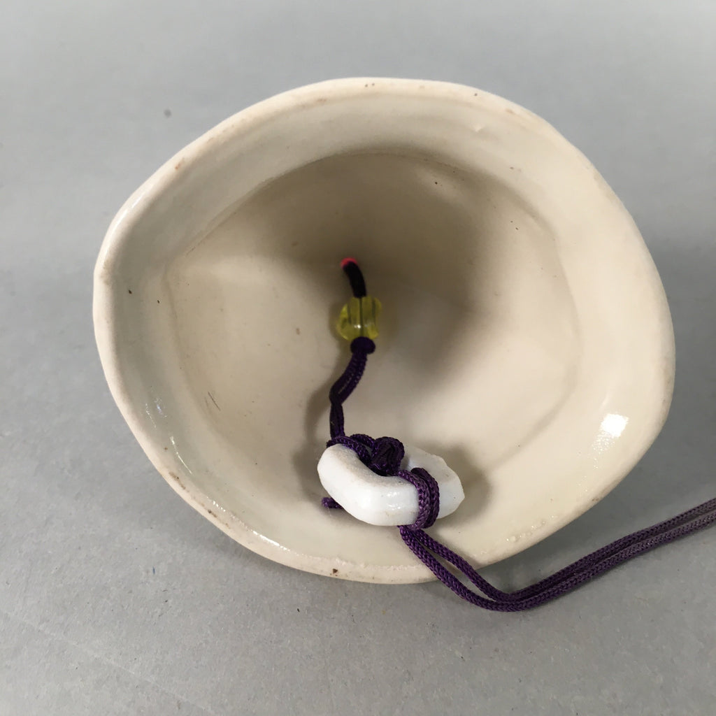 Japanese Clay Bell Vtg Ceramic White Hat Wind Chime DR330